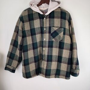 Rugged Point Flannel Hooded Sherpa Lined Shirt Jacket Size 2XL